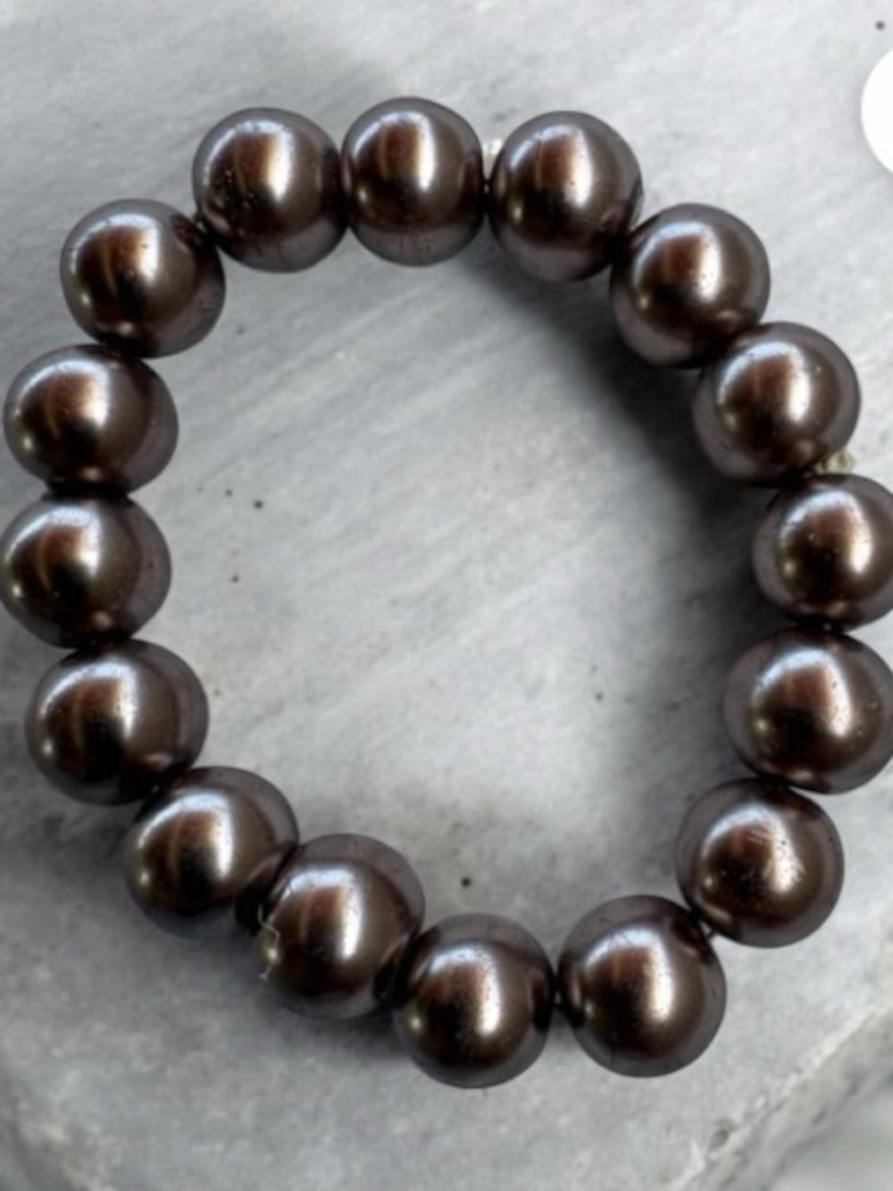 Dark Pearl Stretch Beaded Bracelet - Brown Pearlescent